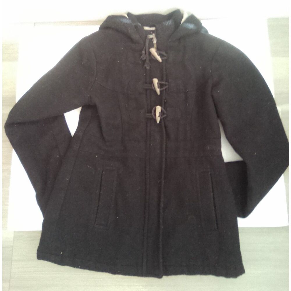Vintage Billabong Women's Wool Blend Hooded Duffle Coat, size M.